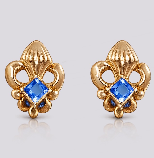 Brincos  Ouro  c/  Pedra Azul – Cód. 9505015
