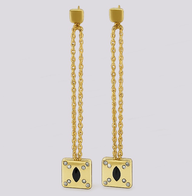 Brincos Ouro compridos c/ Diamantes – Cód. 9505983