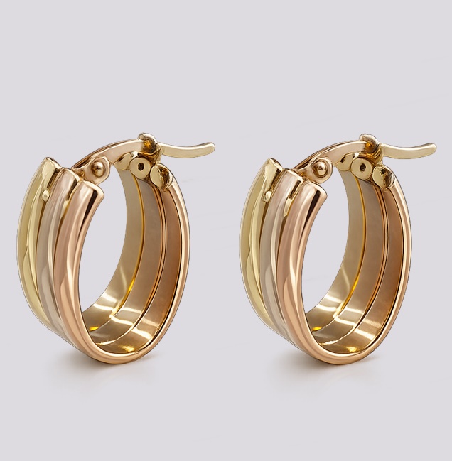 Brincos Argolas Ouro Tricolores – Cód. 9507742