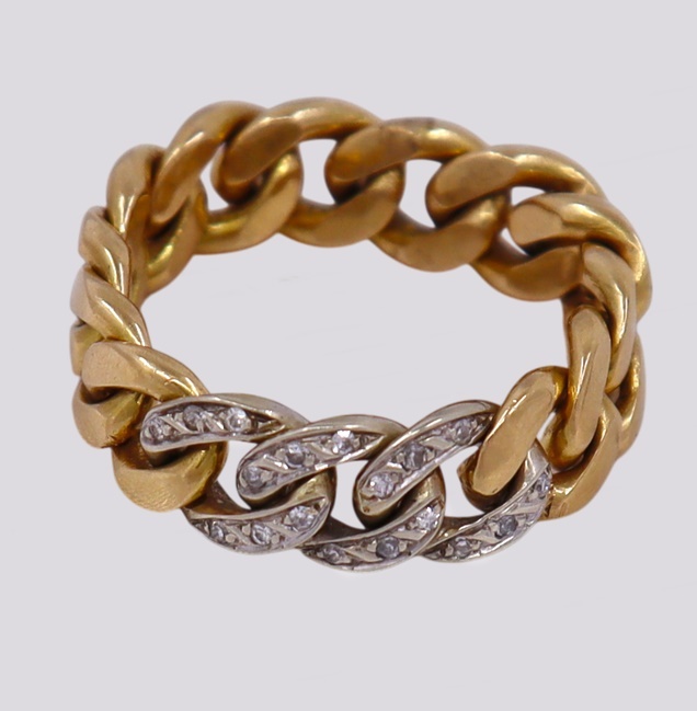 Anel Ouro com Diamantes – Modelo Malha Cartier – Cód. 9507224
