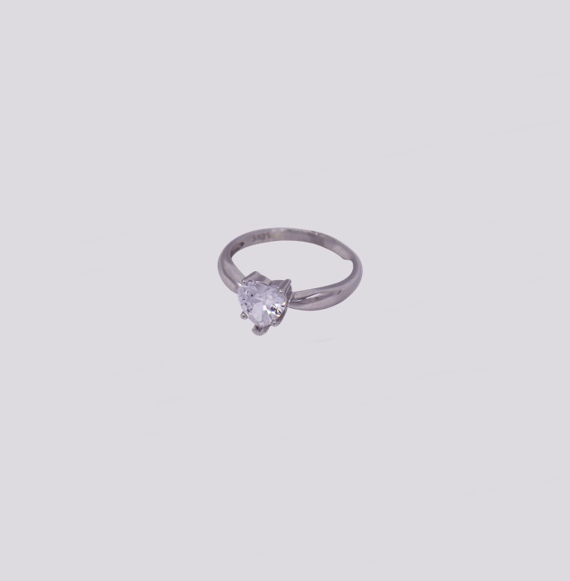 Anel Solitário Prata Coração – Cód. 7021296