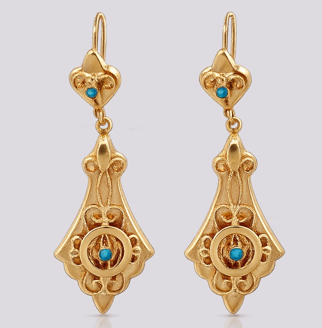 Brincos Ouro com Turquesas – Cód. 9206977