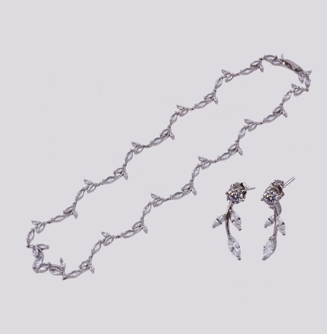 Conjunto Prata – Folhas – Cód. 7021269