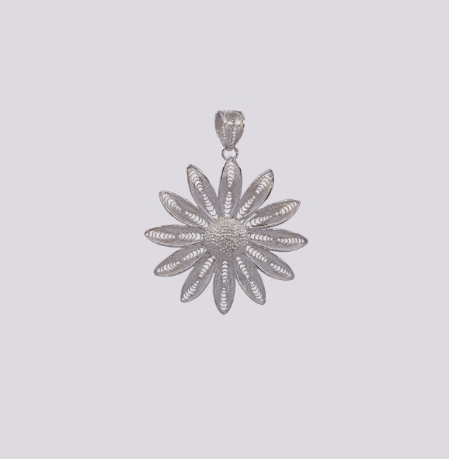 Medalha Prata – Flor Filigrana – Cód. 7020480