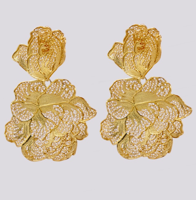 Brincos Prata Rosa em Filigrana – Cód. 7003190