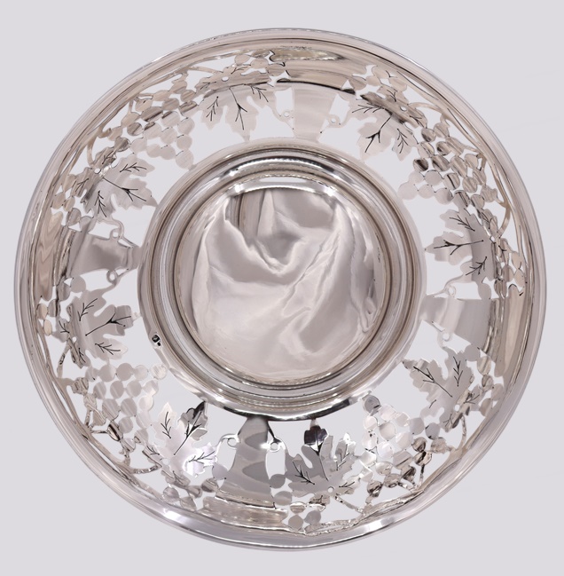 Fruteira Prata com Parreiras e Uvas – Cód.