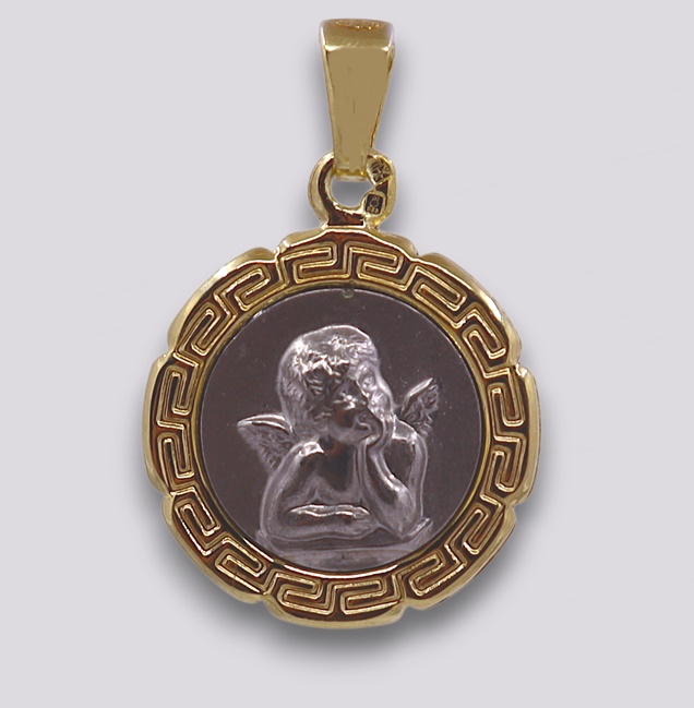 Medalha Prata Bicolor Anjo da Guarda – Cód. 7012364