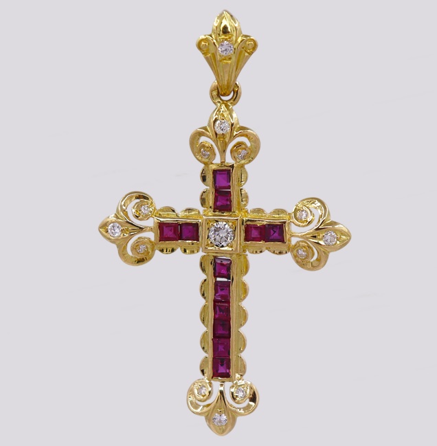 Cruz Ouro Rubis e Diamantes – Cód. 9607790
