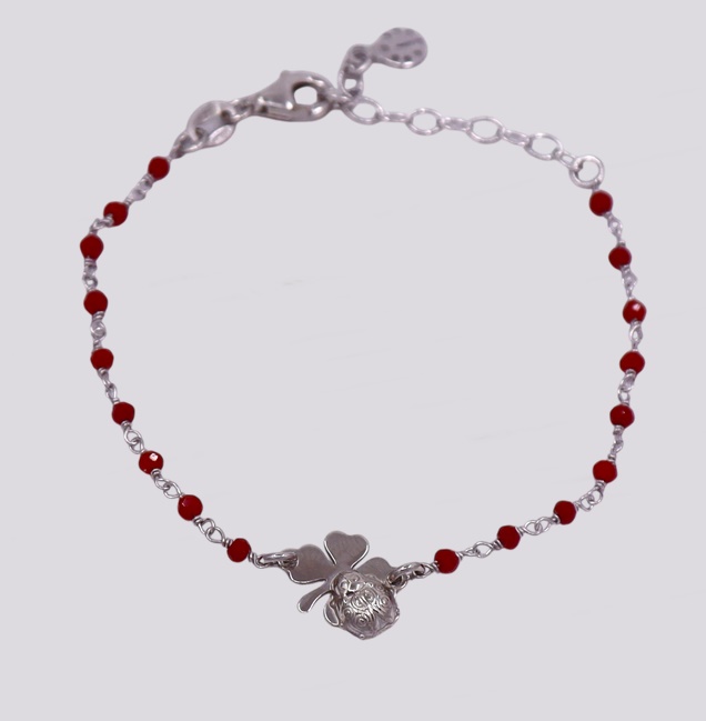 Pulseira Prata – Trevo e Joaninha – Cód. 7022943
