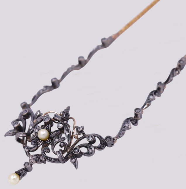 Gargantilha Prata e Ouro com Diamantes – Cód. 168689