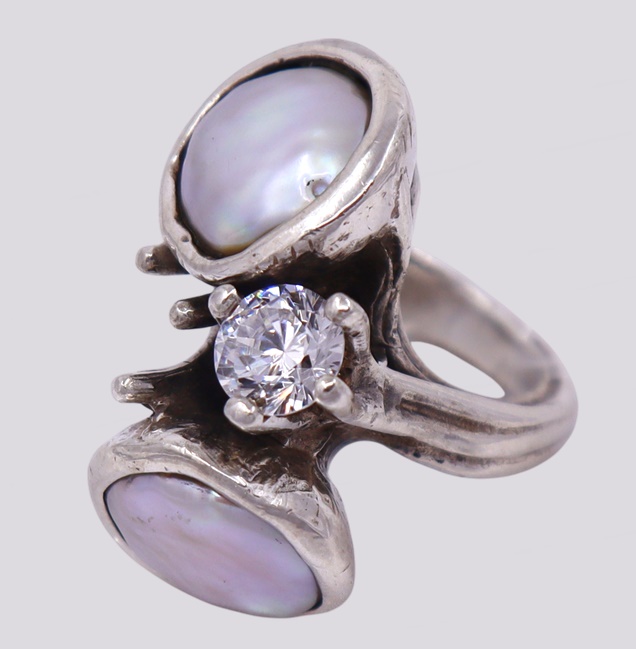 Anel Prata com Pérolas e Zircónia – Cód. 9509069
