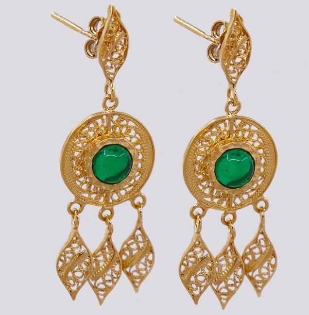Brincos Prata Filigrana Verde – Cód. 9207952