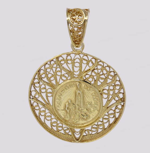 Medalha Prata Filigrana – Nossa Senhora de Fátima – Cód. 9508624