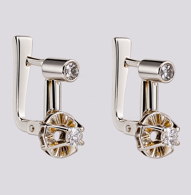 Brincos Ouro Branco com Diamantes – Cód. 9511962