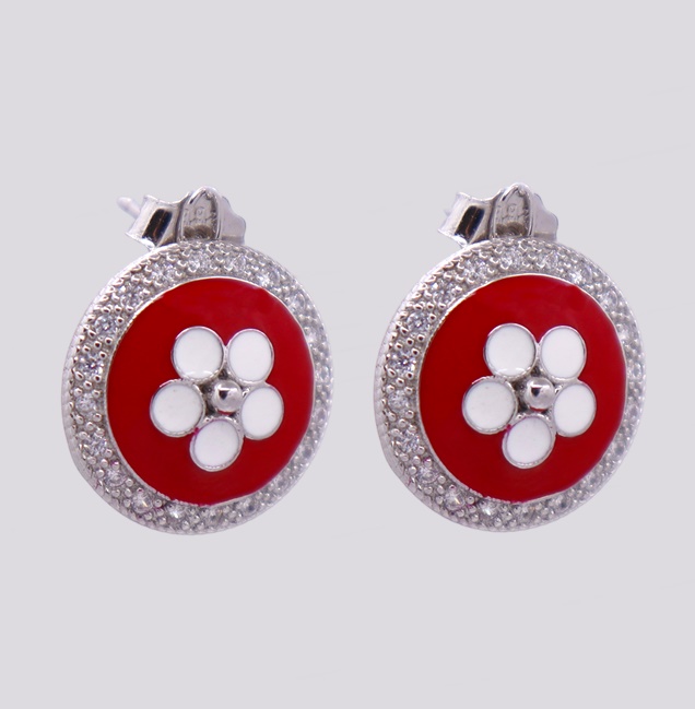 Brincos Prata Caramujo Vermelho – Cód. 7019610