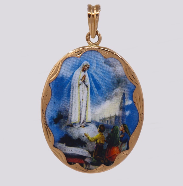 Medalha Ouro Esmaltada – N. Sra. de Fátima e Pastorinhos – Cód. 7014210