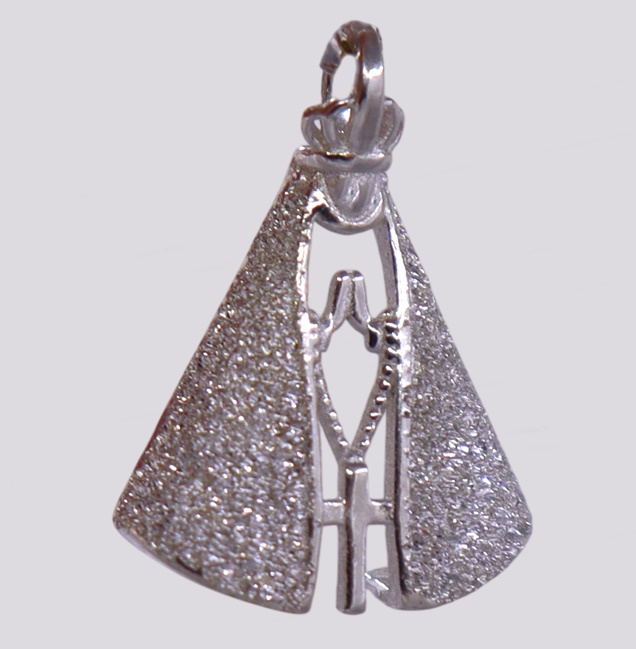 Medalha Pendente Prata Transfurada – N.Sra. de Fátima Coroada – Cód. 7023562