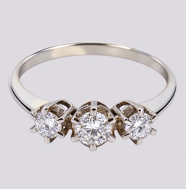 Anel Ouro Branco Trilogy  – Cód. 9804251