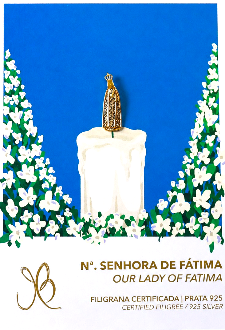 Coleção Lembrança – Medalha Pendente Filigrana N.Sra de Fátima + Postal – Cód. 7023104