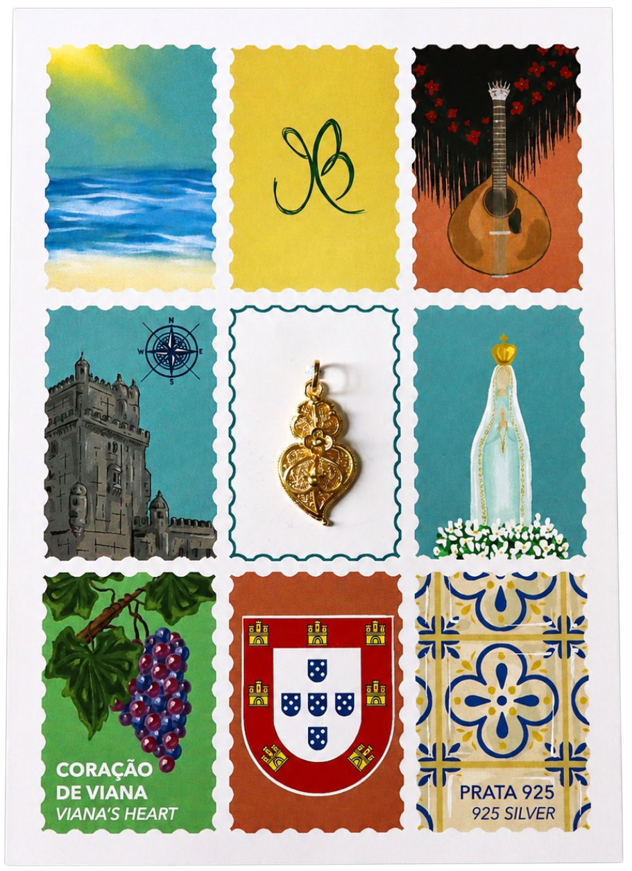 Coleção Lembrança – Medalha Pendente Coração de Viana + Postal – Cód. 7023105
